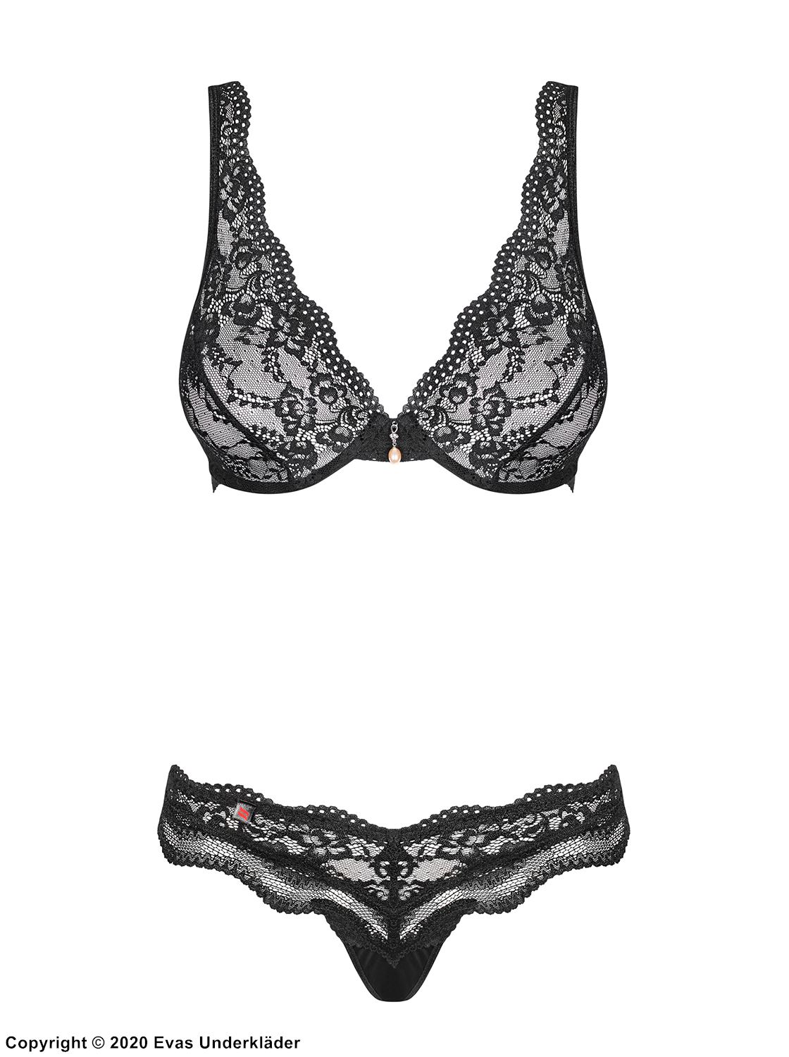 Romantisches Dessous-Set, Spitzenstickerei, elegantes Muster